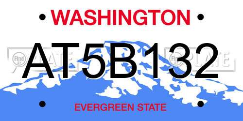 AT5B132 Washington License Plate