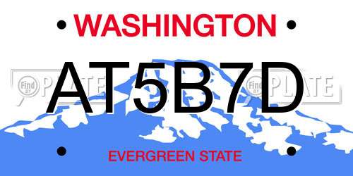 AT5B7D Washington License Plate