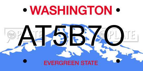 AT5B7O Washington License Plate