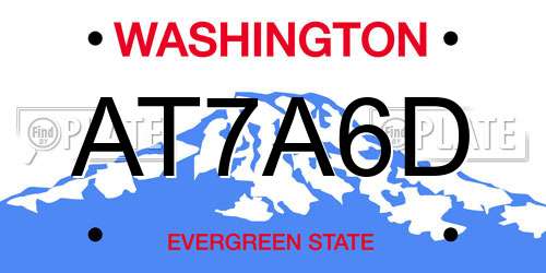AT7A6D Washington License Plate