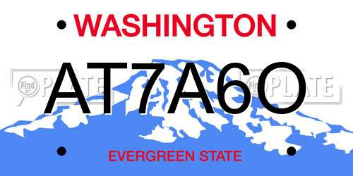 AT7A6O Washington License Plate