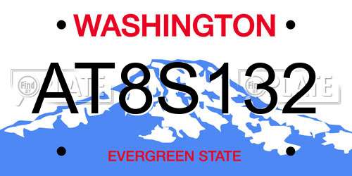 AT8S132 Washington License Plate