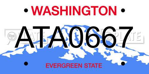 ATA0667 Washington License Plate
