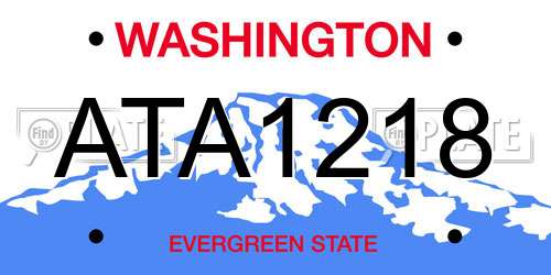 ATA1218 Washington License Plate