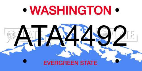 ATA4492 Washington License Plate