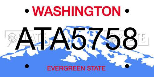 ATA5758 Washington License Plate