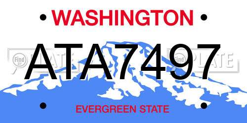 ATA7497 Washington License Plate