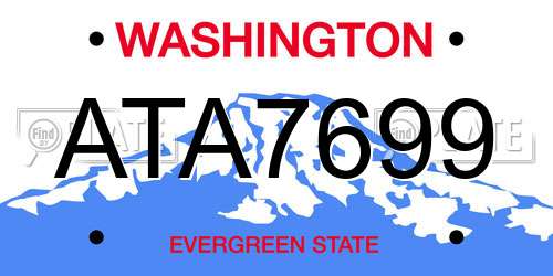 ATA7699 Washington License Plate