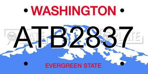ATB2837 Washington License Plate