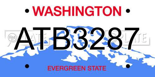 ATB3287 Washington License Plate