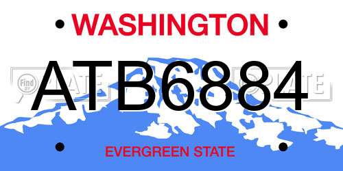 ATB6884 Washington License Plate