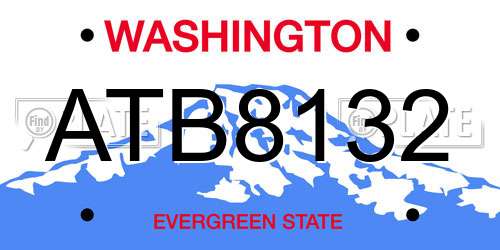 ATB8132 Washington License Plate