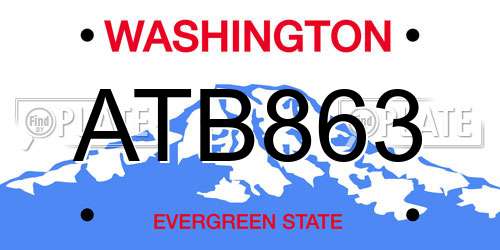 ATB863 Washington License Plate