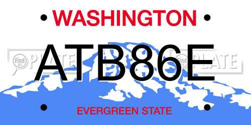 ATB86E Washington License Plate