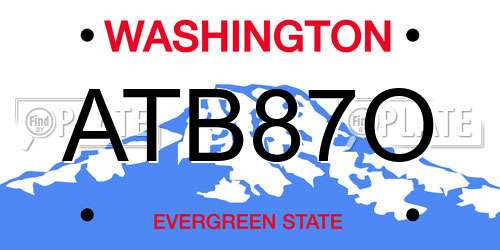 ATB87O Washington License Plate