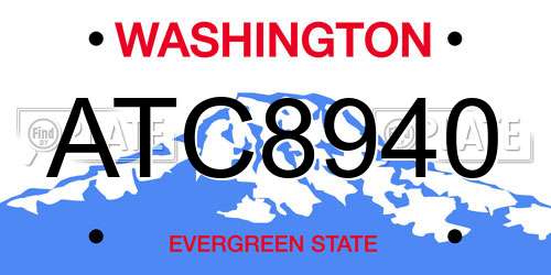ATC8940 Washington License Plate