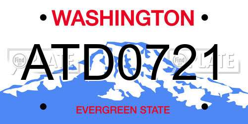 ATD0721 Washington License Plate