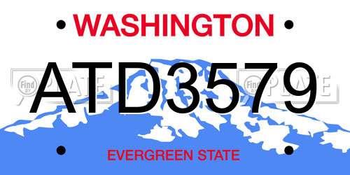 ATD3579 Washington License Plate