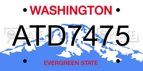 ATD7475 Washington License Plate