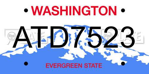 ATD7523 Washington License Plate