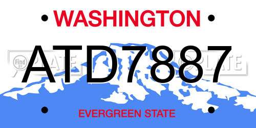 ATD7887 Washington License Plate