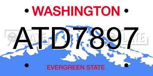 ATD7897 Washington License Plate