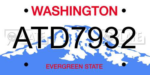 ATD7932 Washington License Plate