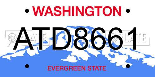 ATD8661 Washington License Plate