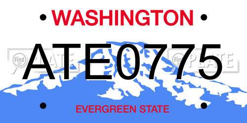 ATE0775 Washington License Plate