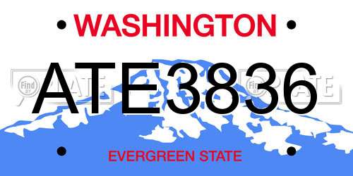 ATE3836 Washington License Plate