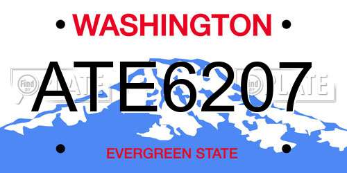 ATE6207 Washington License Plate