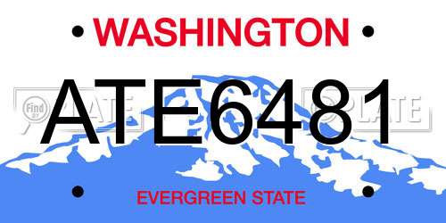 ATE6481 Washington License Plate
