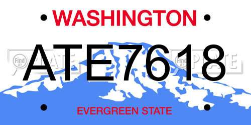 ATE7618 Washington License Plate