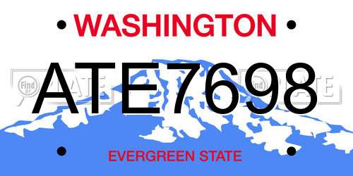 ATE7698 Washington License Plate