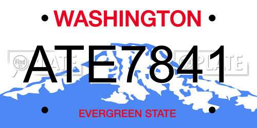 ATE7841 Washington License Plate