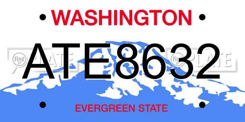 ATE8632 Washington License Plate