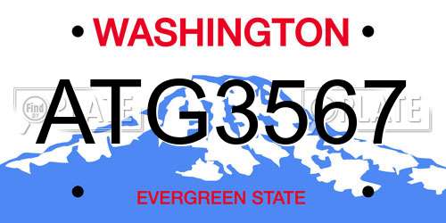 ATG3567 Washington License Plate