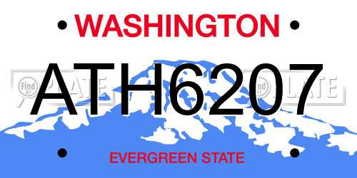 ATH6207 Washington License Plate