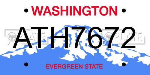 ATH7672 Washington License Plate