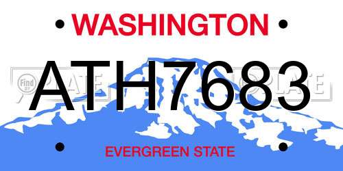 ATH7683 Washington License Plate