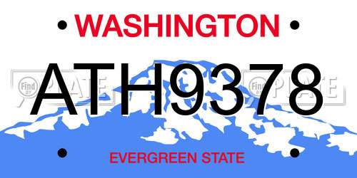 ATH9378 Washington License Plate