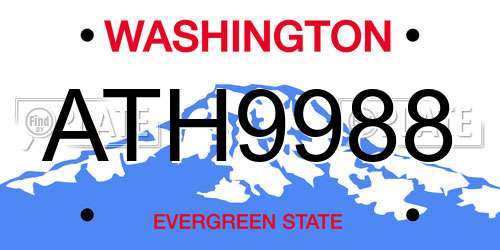 ATH9988 Washington License Plate