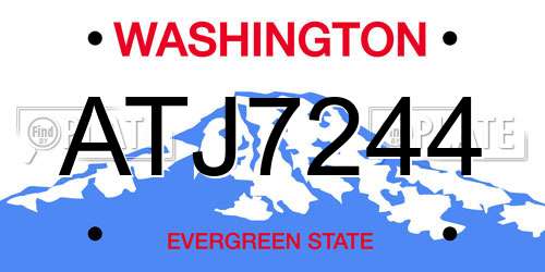 ATJ7244 Washington License Plate