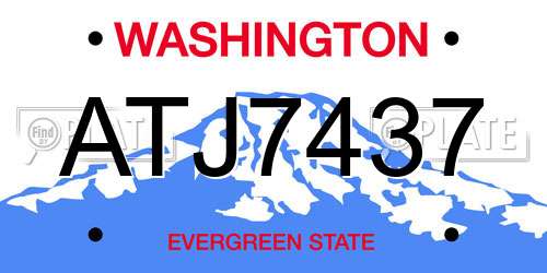 ATJ7437 Washington License Plate