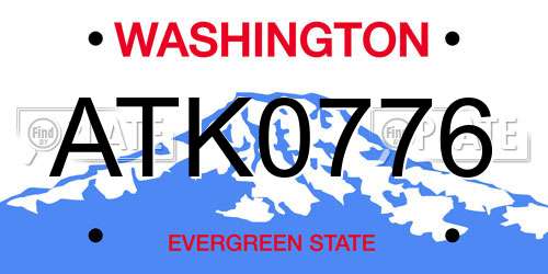 ATK0776 Washington License Plate