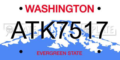 ATK7517 Washington License Plate