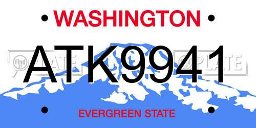 ATK9941 Washington License Plate
