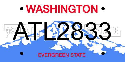 ATL2833 Washington License Plate