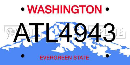 ATL4943 Washington License Plate