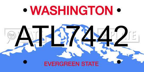 ATL7442 Washington License Plate